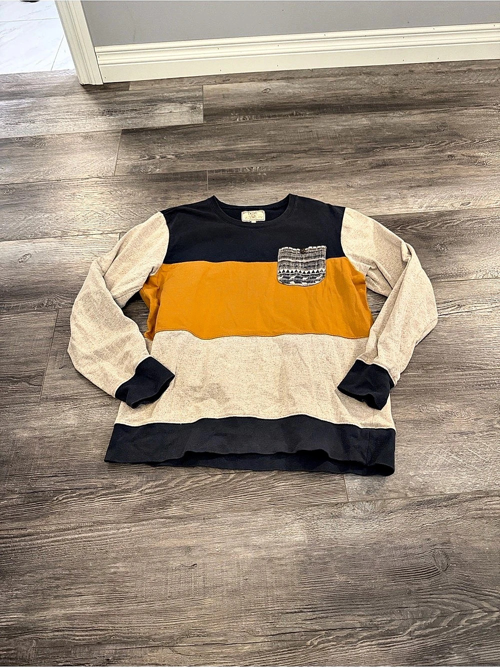 Next Color Block Long Sleeve Top Size Large